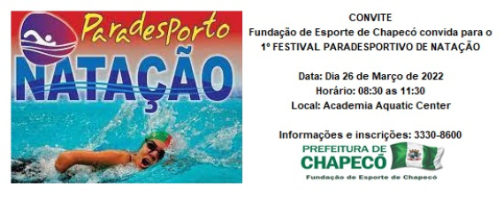 Chapecó terá Festival Paradesportivo de Natação